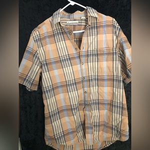 Vintage Men’s Field Master Pale Orange Plaid Button Casual Shirt